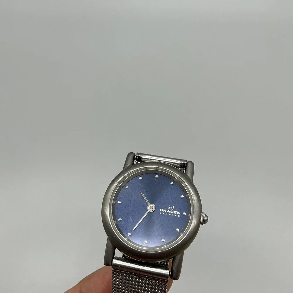 Skagen P85SN Womens Watch 24mm Blue Dial Silver Tone Denmark New Battery